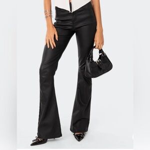 Edikted leather high rise flat pants